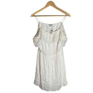 NWT Charlotte Russe Women's Blouson Dress L White Cold-Shoulder Sleeves Pullover